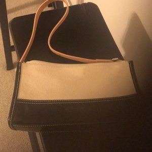 Kenneth Cole linen with leather trim small tote